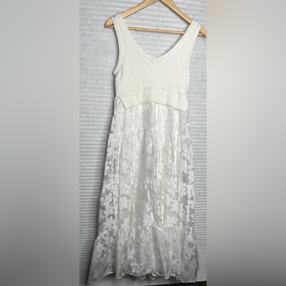 En Saison Midi Long Off White Sleeveless Wedding Party Dress Size S Floral - Picture 7 of 12